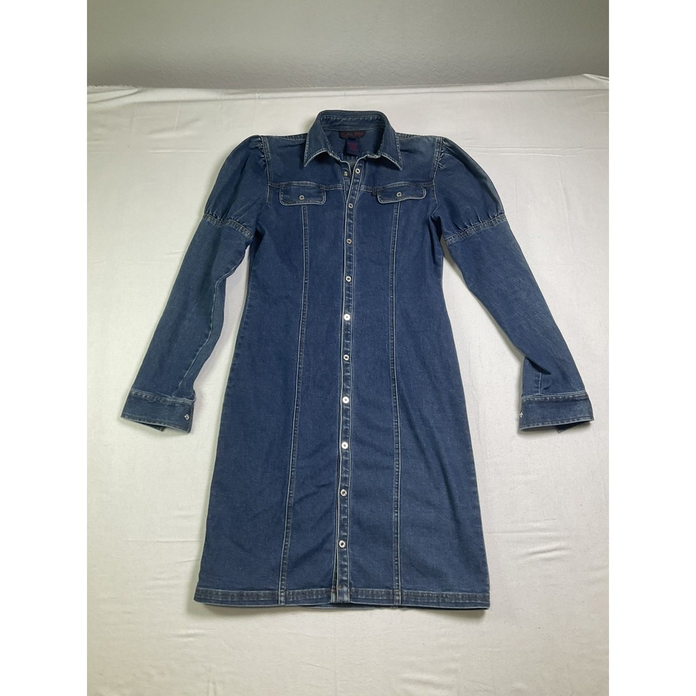 Ralph Ralph Lauren Denim Snap Front Sheath Dress Cinched Sleeve Classic Sz 2 610